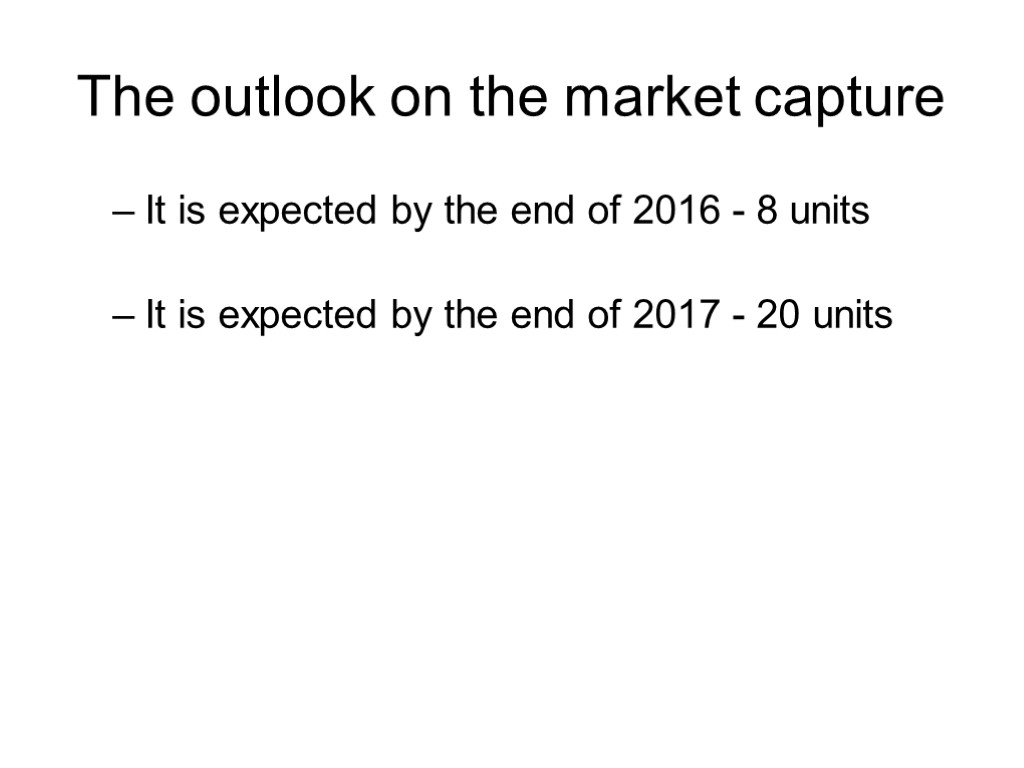 The outlook on the market capture It is expected by the end of 2016